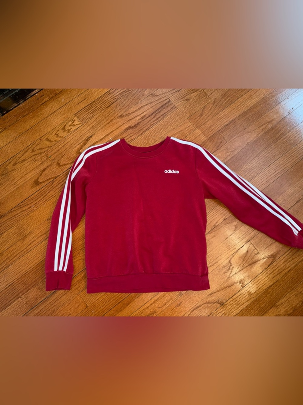 adidas Red Pullover with White Logo Youth M